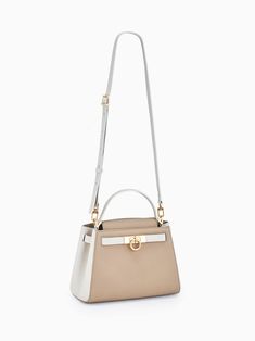 PARISA WANG® | Madison Medium Top Handle Bag – Parisa New York Chic Beige Satchel With Palladium Hardware, Chic Beige Satchel With Turn-lock Closure, Everyday Beige Satchel With Turn-lock Closure, Timeless Top Handle Satchel With Silver-tone Hardware, Beige Double Handle Bag With Turn-lock Closure, Elegant Beige Satchel With Metal Hardware, Timeless Beige Bags With Metal Hardware, Modern Beige Bag With Turn-lock Closure, Chic Beige Bag With Turn-lock Closure