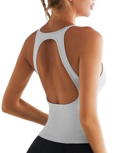 PRICES MAY VARY. ✅ Seamless Design：Experience unrestricted movement and a heightened sense of freedom during workouts with tank top for women.With its ergonomic design and super elasticity, it allows you to stretch your body freely during exercise, providing a more enjoyable sports experience. Suitable for various moderate to light intensity exercises such as yoga, walking, and jogging, it allows you to feel more comfortable and free. ✅ Hollow Back Design： Running girl sports bras for women high Track Essentials, Exercise Bras, Tops With Built In Bras, Yoga Tops For Women, Womens Workout Clothes, Cute Running Outfit, Activewear Details, Stylish Workout Clothes, Running Girl