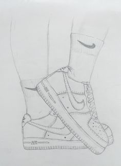 a pencil drawing of a pair of shoes