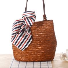 Buy Tan Woven Summer Shoulder Bag Wooden Beads Scarf Beach Bag Worldwide Free shipping and return, color: Tan , material: other Bag Shapes, Beaded Scarf, Handwoven Bag, Buckle Bag, Straw Beach Bag, Buckle Bags, Scarf Material, Rope Bag, Lv Bags