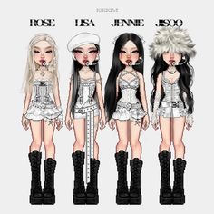 Blackpink Stage Outfits Ideas, Kpop Group Outfits Ideas 4 Members, Coachella Stage Outfit, Outifts Dr Kpop, Blackpink Everskies, Blackpink Stage Outfits, 4 Member Girl Group Outfits, Preforming Outfit