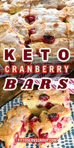 keto cranberry bars with text overlay