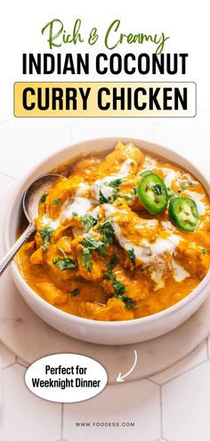 Perfect for weeknight dinners, this Creamy Indian Coconut Curry Chicken is so quick and easy to make! Aromatic spices like curry powder, turmeric, and cayenne pepper mix with rich coconut milk for an irresistibly creamy sauce. Serve it with steamed basmati rice, naan bread, paratha, or roti. This delicious chicken curry also pairs well with a tangy cucumber salad or beans stir fry. Great family friendly meals or for special occasions. Find the full coconut chicken curry recipe on my blog! Chicken Indian Food, Instant Pot Coconut Curry Chicken, Steam Chicken Recipe, Easy Chicken Curry Recipe, White Curry, Curry Chicken Recipe