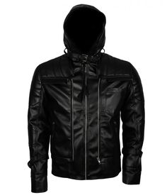 Buy Arkham Knight Hooded Leather Jacket at US Leather Mart. Black Leather Jacket For Halloween Streetwear, Winter Biker Outerwear For Cosplay, Black Hooded Techwear Leather Jacket, Black Hooded Jacket For Cosplay With Adjustable Hood, Black Hooded Techwear Biker Jacket, Black Hooded Jacket With Adjustable Hood For Cosplay, Black Hooded Jacket For Cosplay, Fitted Black Biker Hooded Jacket, Fitted Black Biker Jacket With Double-lined Hood