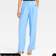 Beautiful Blue Linen Pant! So Flowy And Casual But Would Be Perfect For Work. Never Worn. Took Off Tags To Wash But Needed The ‘Long’ Size For My 6’ Frame. Smoke Free Pet Free High Waist Blue Wide Leg Pants For Business Casual, High Rise Bottoms For Business Casual Summer, Chic Blue Wide Leg Pants For Business Casual, Business Casual High-rise Summer Bottoms, Light Blue Relaxed Bottoms For Work, Light Blue Relaxed Fit Bottoms For Work, Spring Light Blue Wide Leg Workwear Pants, Blue High Rise Bottoms For Workwear, Blue High-waisted Wide Leg Pants For Business Casual