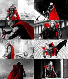 the avengers and thor in black and red