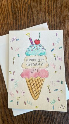 two birthday cards with an ice cream cone