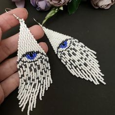 White Evil Eye Dangle Jewelry, Beaded Eye Earrings, Evil Eye Earrings Dangle, Evil Eye Fringe Earrings, Sterling Silver Evil Eye Dangle Earrings, White Eyes, Evil Eye Earrings, Blue Evil Eye, Eye Earrings