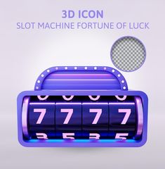 a purple slot machine with numbers on the front and bottom, as well as an image of