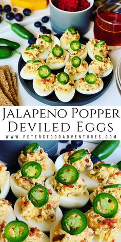 jalapeno popper deviled eggs on a plate