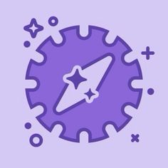 a purple circle with stars and circles around it