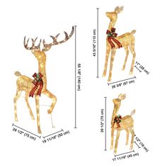 three different types of christmas deer decorations