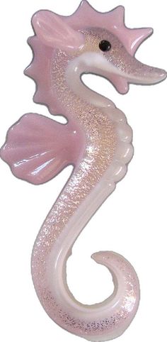 a pink and white sea horse on a white background