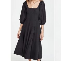 Nwt. No Damage Or Defects. Would Fit A 2/4 Best. Black Square Neck Midi Dress For Daywear, Elegant Staud Dress For Date Night, Chic Staud Midi Dress For Work, Chic Staud Knee-length Midi Dress, Staud Black Summer Dresses, Staud Black Spring Dress, Staud Black Dress For Spring, Chic Staud Dress For Date Night, Elegant Black Staud Dress