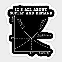 it's all about supply and demand sticker on a white background with black lettering