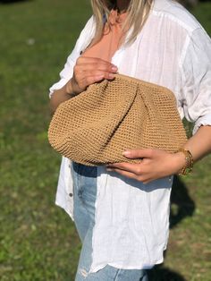 HANDMADE STRAW POUCH CLUTCH BAG 🛍️Inspired by nature sustainable fashion ✅Any woman must have this bag for every fashionista.Whether you keeping it to yourself or gifting someone you care, it will be unforgettable. Daily use, a fashionable women's accessory for special occasions ✅I made this beautiful clutch from natural paper rope which is organic cotton. ✅The interior of the straw summer bag is fully lined with cotton and has a hidden metal lock. A lining of the appropriate color is sewn into the crochet raffia bag.  ✨Handmade products ✨Natural raffia yarn ✨Premium duck (a special kind of fabric) lining ✨Ultra-careful craftsmanship   ✨High-quality special products for you  ✅You can combine your clothes with a straw summer bag on summer days. Suitable for use as handbag, make-up bag or p Raffia Clutch Bag, Casual Summer Clutch With Removable Pouch, Natural Bucket Bag With Removable Pouch, Eco-friendly Beige Straw Bag With Removable Pouch, Casual Summer Everyday Clutch, Natural Pouch Bags With Braided Handles, Travel Crochet Pouch Bag With Removable Pouch, Travel Crochet Bag With Removable Pouch, Natural Shoulder Bag With Braided Handles