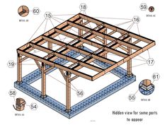 an image of a wooden structure that is being built with measurements for the top and bottom parts