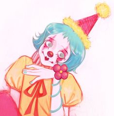 Clown Aesthetic Pfp, Clown Girl Pfp, Clown Girl Aesthetic, Girl Clown Drawing, Clown Pfp Aesthetic, Matching Clown Pfp, Cute Clown Oc, Clown Girl Drawing