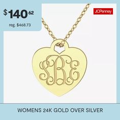 Included: 1 Chain(s)Features: Personalized, EngraveableJewelry Closure: Spring Ring ClaspLink Construction: SolidMetal Color: YellowChain Length: 18 InchChain Width: 1.25 MillimetersPendant Length: 17mmPendant Width: 17mmChain Construction: CableCare: Wipe CleanMetal: 24k Gold Over SilverNecklace Type: Pendant NecklacesAssembled in the US from Imported Materials Gold Jewelry With Hallmark For Anniversary Gift, Classic Gold Jewelry For Gift-giving, Gold Heart Pendant Jewelry For Personalized Gift, Gold Engraved Necklaces For Valentine's Day, Personalized Gold Heart Pendant Jewelry, Gold Jewelry With Hallmarks, Classic Gold Necklace For Mom's Gift, Classic Gold Necklace For Mom, Gold Necklaces With Hallmarks As Gifts