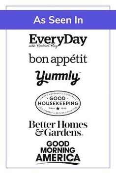 four different types of logos with the words'as seen in every day, bon appeti