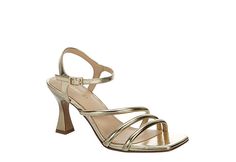 Gold Maripe Womens Nadia Sandal | Dress Shoes | Rack Room Shoes Sleek Gold Heels For Summer, Sleek Gold Sandals For Summer, Sleek Gold Ankle Strap Sandals, Sleek Metallic Sandals For Summer, Chic Metallic Sandals For Spring, Gold Fitted Strappy Sandals, Gold Strap Sandals For Evening, Spring Gold Heels With Strap, Metallic Sandals For Spring Formal