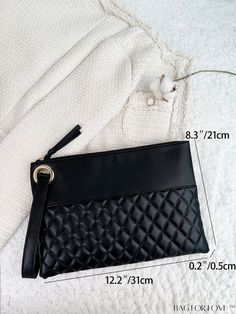 BagForLove - Wristlet Bag in Quilted Square Design Product Description Color Black Pattern Type Quilted Material PU Leather Closure Type Zipper Style Elegant Type Square Bag Bag Size Medium Coating 100% Polyurethane Composition 100% Polyester Size Chart INCH CM Bag Length Bag Width Bag Height Handle Height 12.2 inch 0.2 inch 8.3 inch 7.5 inch Bag Length Bag Width Bag Height Handle Height 31 cm 0.5 cm 21 cm 19 cm Details Pictures Similar Products h2 { text-align: center; } /* æ¢è¡ */ li{ white- Black Handheld Clutch With Zipper Closure, Black Rectangular Clutch With Wrist Strap, Chic Handheld Bag With Wrist Strap, Black Pouch For Daily Use, Black Travel Bag With Wrist Strap, Black Pouch With Wrist Strap For Daily Use, Handheld Zipper Pouch, Black Mobile Phone Pouch, Chic Pouch Bag With Wrist Strap