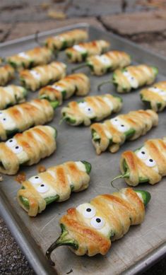 some food that is on a pan with eyes