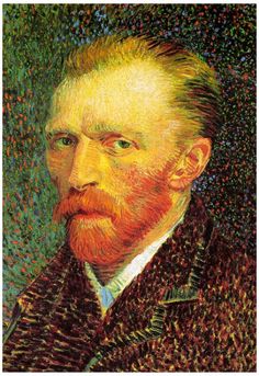 a painting of a man with a red beard and brown suit jacket, looking to his left