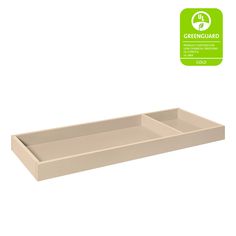 a white tray with two compartments on it