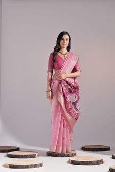 Saree Fabric : Muga Cotton Saree Color : Flamingo Pink Saree Length : 5.5 Meter Blouse Length : 0.8 Meter Saree Work : Woven Design Zari Work All Over Saree Wash : Machine Wash Product color may little differ as per the brightness or color settings of your device Formal Pink Blouse Piece With Dupatta, Pink Chanderi Traditional Wear For Formal Occasions, Formal Pink Chanderi Traditional Wear, Formal Pink Blouse Piece With Pallu, Formal Pink Blouse With Pallu, Pink Formal Blouse Piece For Diwali, Pink Saree For Formal Diwali Events, Pink Saree For Formal Diwali Celebration, Pink Formal Saree For Diwali