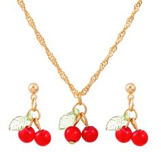 PRICES MAY VARY. Design:Cute cherry pendant necklace,bright red cherries,sweet and sour are as colorful as our lives. Cherry means to cherish,We hope everyone can cherish themselves and those around them. Fashion Cherry earrings necklace:Self-confidence and the alternation of old and new. cute fruit earrings, can let you have a new image and breathing in life every day, can show your temperament and fashion taste.These drop earring will fit anyone and look good on everyone. You can wear it in an Statement Aesthetic, Cherry Jewelry, Cherry Strawberry, Cherry Necklace, Summer Beach Jewelry, Funny Fruit, Necklaces Set, Cherry Fruit, Cherry Earrings