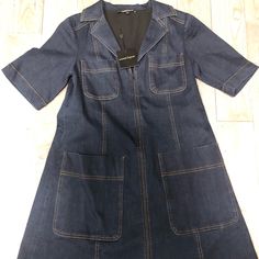 Women’s Size Xs Nanette Lepore Dark Blue Denim Stretch Zipper Shirt Dress Brand New With Tags From Pet Free Smoke Free Home. Blue Denim Short Sleeve Dress With Pockets, Blue Denim Dress With Pockets And Short Sleeves, Blue Denim Dress With Pockets For Work, Dark Wash Denim Dress With Pockets In Mini Length, Blue Short Sleeve Denim Dress With Pockets, Fitted Indigo Denim Dress With Pockets, Knee-length Mini Dress For Work, Indigo Fitted Denim Dress With Short Sleeves, Mini Length Denim Dress With Pockets For Work