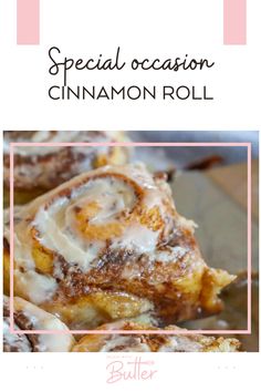 cinnamon roll recipe with text overlay