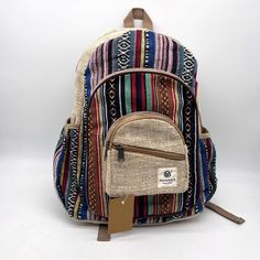 Handmade Hemp Backpack, A Durable And Eco-Friendly Option For Carrying All Your Essentials. This Backpack Is Made From High-Quality Hemp Fiber And Heavy Duty Gheri Cotton Fabric, Known For Its Strength And Durability. Very Sturdy Bag,Also Features A Spacious Interior With Plenty Of Room For Your Books, And Other Daily Necessities. The Adjustable Straps Provide A Comfortable Fit, And The Reinforced Stitching Ensures The Backpack Can Withstand Heavy Use. This Hemp Backpack Is Also Environmentally Multicolor Laptop Bag For Trips, Handmade Casual Backpack For Everyday Use, Handmade Casual Everyday Backpack, Casual Handmade Everyday Backpack, Handmade Casual Backpack, Casual Handmade Rectangular Backpack, Casual Everyday Handmade Backpack, Casual Backpack With Adjustable Strap For Trips, Casual Rectangular Backpack For Trips