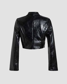 Details: Long-sleeve pleather jacket with cropped designTop Length: CroppedSleeve Length: Long SleevesMaterials:50% PU + 50% Spandex Fitted Casual Cropped Leather Jacket, Fitted Faux Leather Jacket For Night Out, Sleek Fitted Faux Leather Outerwear, Trendy Fitted Cropped Outerwear, Fitted Cropped Leather Jacket For Winter, Trendy Fitted Cropped Jacket, Trendy Cropped Fitted Outerwear, Fitted Faux Leather Outerwear For Night Out, Sleek Cropped Jacket For Fall