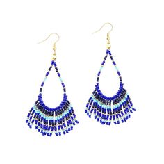 Cheerful And Artisanal Design In A Modernistic Shape Of Vibrant Colors. You’ll Love This Pop Of Colored Multi-Beaded Dangles Kisses Your Hair And Frame Your Face. Handmade Dangles In A Mosaic Of Contrasting Blue Colors Light On Ears With Gold Tone Accents 2” X 3.75" Handmade In India Pierced Ears Only Also In Yellow, Pink, Red And Black Blue Bohemian Earrings With Dangling Beads, Bohemian Blue Earrings With Dangling Beads, Blue Dangling Beads Dangle Jewelry, Blue Dangling Beads Jewelry, Blue Bohemian Beaded Earrings For Pierced Ears, Blue Dangle Jewelry With Dangling Beads, Festival Blue Chandelier Earrings With Colorful Beads, Blue Beaded Earrings With Dangling Round Beads, Blue Beaded Drop Earrings For Festival