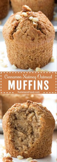 cinnamon nutmeal oatmeal muffins with text overlay