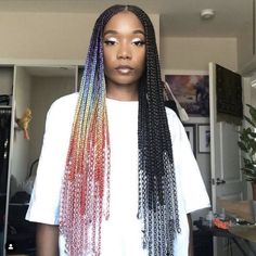 Melanin Hairstyles, Colorful Braids, Triangle Braids, Braids With Shaved Sides, Braid Accessories, Pretty Braids, Blonde Box Braids, Bold Hair Color