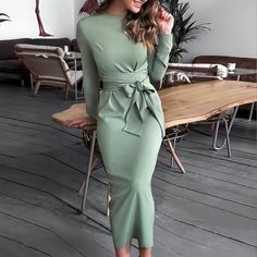 Item Type:Dress Material: Nylon Gender: Women Color: Green Size: S,M,L,XL Bandage Design, Dresses Coats, Styles Clothes, Cheap Fashion Dresses, Outfits Hijab, Stunning Fashion, Tight Fitted Dresses, Slinky Dress, Cheap Clothing