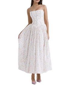 PRICES MAY VARY. Size Guide: S=US 4-6, M=US 8-10, L=US 12-14, XL=US 16-18 Material: polyester, skin-friendly and breathable, splicing design to add highlights, white flowers bloom tender. Style: French halter floral dress, sleeveless, one-shoulder design shows elegant collarbone, mid-waist cut lengthens the figure, A-line hemline swaying to show the gentle flavor! Features: this halter slim fit dress outlines a delicate figure, showing the unique charm of women, every step exudes a charming temp