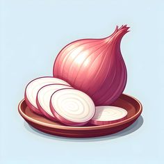 an onion and sliced onions on a plate