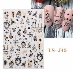 Pattern: Candy Style: Flash Christmas Nail Stickers, Snowflake Sticker, Water Nails, Golden Nails, Winter Manicure, New Year Decoration, Nail Art Stickers Decals, Fake Nails With Glue, Cat Nails