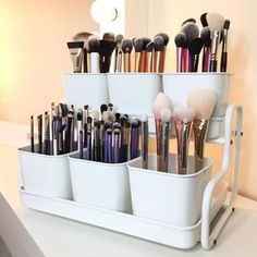 Ikea Makeup Storage, Diy Makeup Organizer, Ikea Makeup, Koleksi Makeup, Diy Makeup Storage, Makeup Station, Makeup Organization Diy