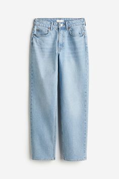 Slim-fit  5-pocket jeans in cotton denim with gentle stretch. High waist  zip fly with button  and straight  ankle-length legs. Trendy H&m Jeans For Fall, Casual H&m Cotton Jeans, H&m Casual Cotton Jeans, H&m Casual Denim Jeans, H&m Casual Relaxed Fit Jeans, H&m Relaxed Fit Casual Jeans, H&m Casual Straight Leg Jeans, H&m Straight Leg Cotton Jeans, H&m Relaxed Fit Straight Leg Bottoms