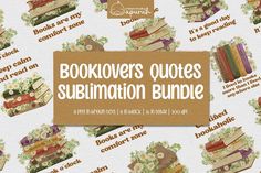 the book lovers quotes sublimation bundle is on display in front of a white background