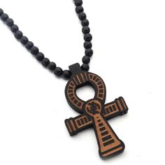 Men's Brown Egyptian Ankh Cross Pedant Necklace Wooden Jewelry Ball Chain 35" | eBay Egypt Ankh, Goddess Of Fortune, Egyptian Ankh, Ankh Cross, Jewelry Wood, Daily Jewelry, Ball Chain Necklace, Gifts Sign, Men's Necklace