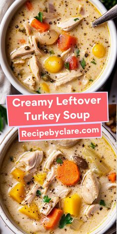 Transform holiday leftovers into a hearty and comforting meal with this Creamy Leftover Turkey Soup! Packed with tender turkey, vegetables, and a blend of potatoes and wild rice, it's a delicious way to make the most of your holiday feast.

Key Ingredients:

4 cups cooked turkey, shredded
6 cups turkey or chicken broth
½ cup wild rice blend
½ pound baby potatoes
Creamy, nourishing, and easy to make—perfect for chilly days after a big holiday celebration!