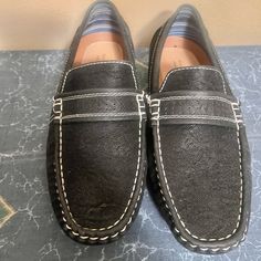 Steve Harvey Black Slip On Loafers For Boys, Size 4 Never Worn Black Casual Loafers With Textured Sole, Casual Black Loafers With Textured Sole, Black Slip-on Casual Loafers, Casual Black Slip-on Loafers, Black Low-top Boat Shoes With Rubber Sole, Casual Black Loafers With Rubber Sole, Spring Black Loafers With Stitched Sole, Casual Black Slip-ons With Stitched Sole, Black Slip-on Moccasins With Textured Sole