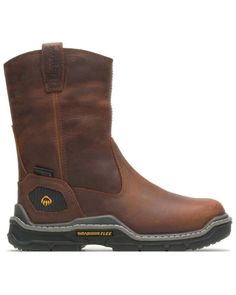 Wolverine Men's Raider Durashocks Waterproof Western Work Boots - Composite Toe, Brown Outdoor Work Boots With Steel Toe And Slip-on Design, Outdoor Slip-on Work Boots With Steel Toe, Outdoor Slip-on Waterproof Boots With Steel Toe, Brown Slip-on Waterproof Work Boots, Brown Waterproof Slip-on Work Boots, Slip-on Waterproof Boots With Steel Toe For Outdoor, Slip-on Steel Toe Waterproof Boots For Outdoor, Slip-on Weatherproof Boots For Outdoor Work, Waterproof Slip-on Boots With Steel Toe For Outdoor