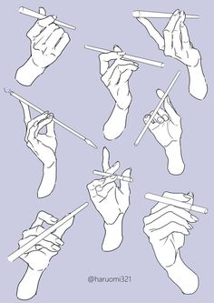 hands holding chopsticks and pointing them at the same person's hand with different angles